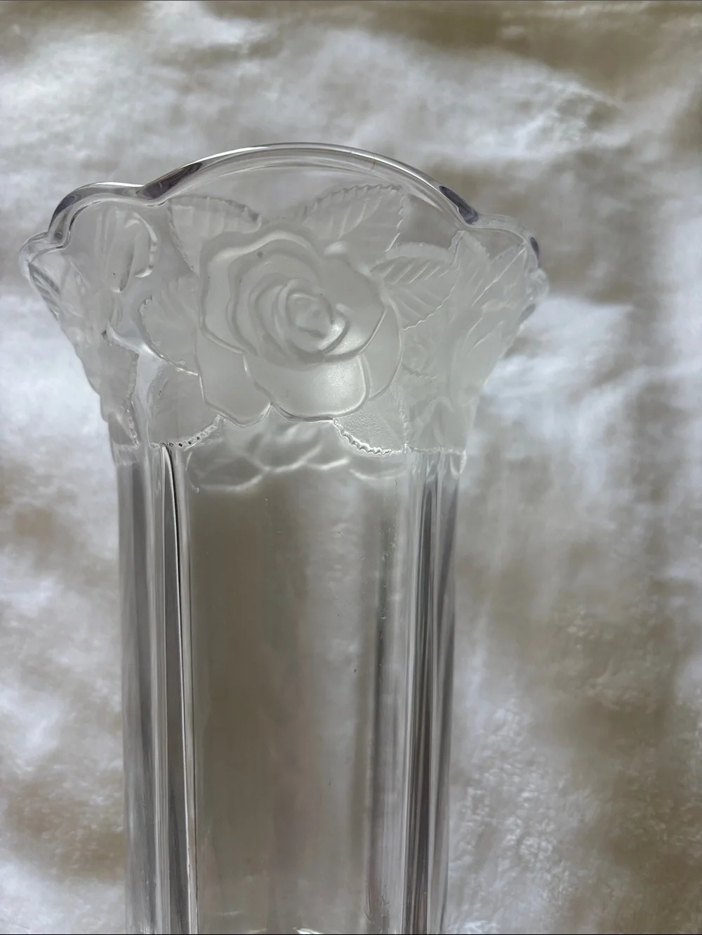 Vintage Crystal Rose-Trim Vase